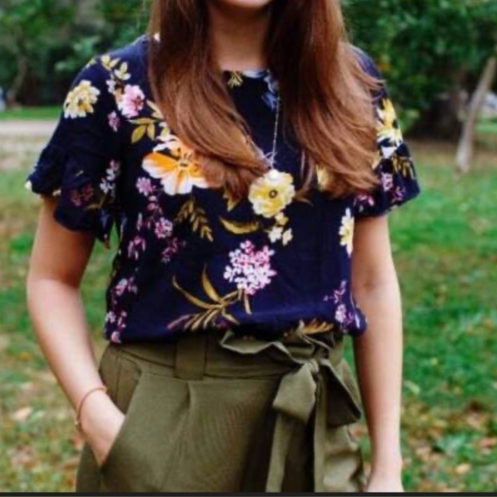 LOFT Black Floral Women's Blouse